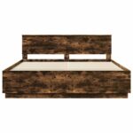 vidaXL Rám postele Dymová dub 200 x 200 cm Kompozitné drevo – Obrázok 8