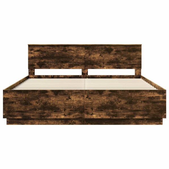 vidaXL Rám postele Dymová dub 200 x 200 cm Kompozitné drevo – Obrázok 8