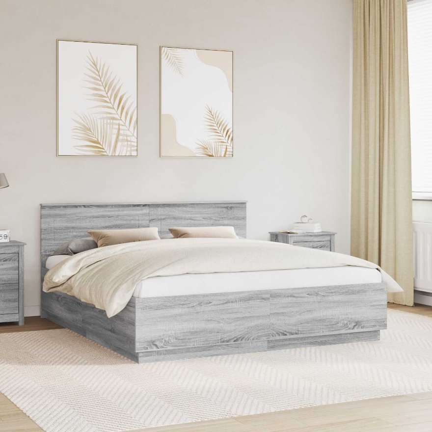 3408045_1.jpg vidaXL Rám postele Sivý Sonoma 200 x 200 cm Kompozitné drevo – Obrázok 1