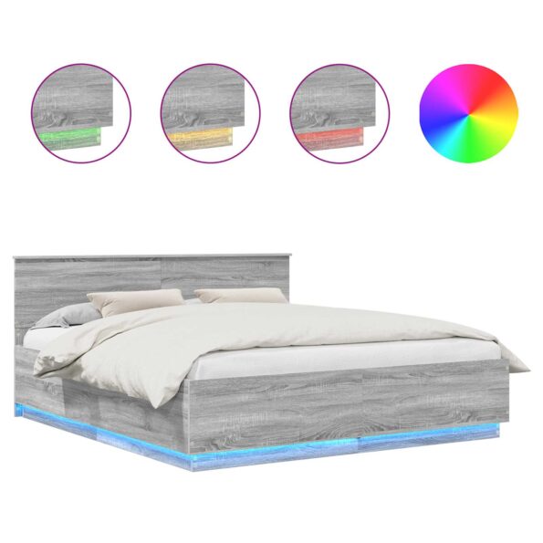 vidaXL Rám postele Sivý Sonoma 200 x 200 cm Kompozitné drevo – Obrázok 2
