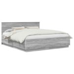 vidaXL Rám postele Sivý Sonoma 200 x 200 cm Kompozitné drevo – Obrázok 3