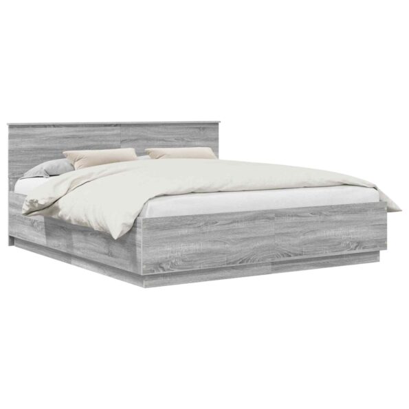 vidaXL Rám postele Sivý Sonoma 200 x 200 cm Kompozitné drevo – Obrázok 3