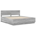 vidaXL Rám postele Sivý Sonoma 200 x 200 cm Kompozitné drevo – Obrázok 5