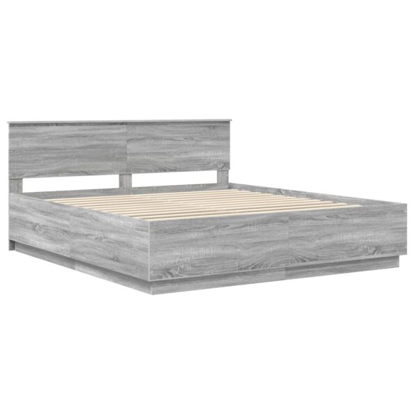 vidaXL Rám postele Sivý Sonoma 200 x 200 cm Kompozitné drevo – Obrázok 5