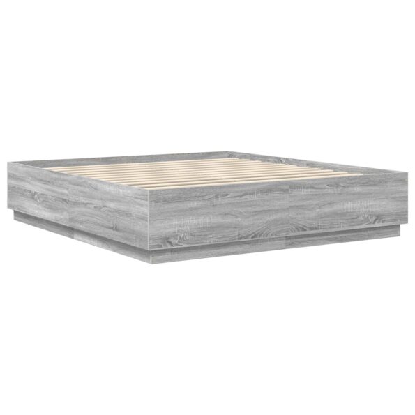 vidaXL Rám postele Sivý Sonoma 200 x 200 cm Kompozitné drevo – Obrázok 6