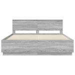 vidaXL Rám postele Sivý Sonoma 200 x 200 cm Kompozitné drevo – Obrázok 8
