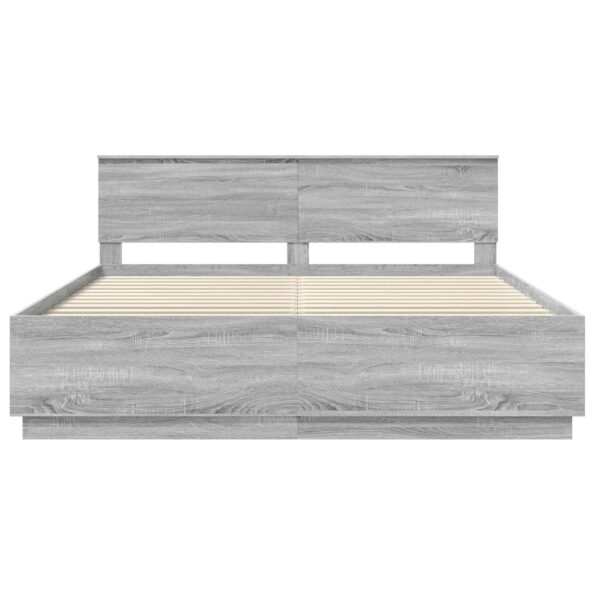 vidaXL Rám postele Sivý Sonoma 200 x 200 cm Kompozitné drevo – Obrázok 8