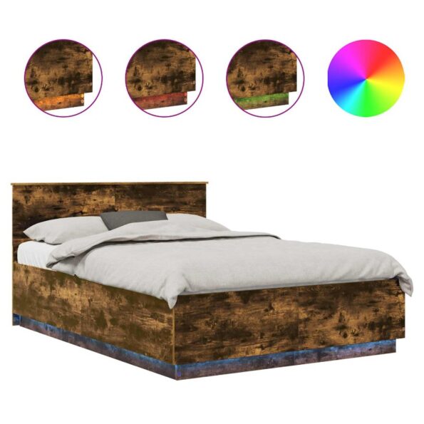 vidaXL Rám postele Dymová dub 150 x 200 cm Kompozitné drevo – Obrázok 2