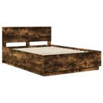 vidaXL Rám postele Dymová dub 150 x 200 cm Kompozitné drevo – Obrázok 5