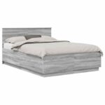 vidaXL Rám postele Sivý Sonoma 150 x 200 cm Kompozitné drevo – Obrázok 3