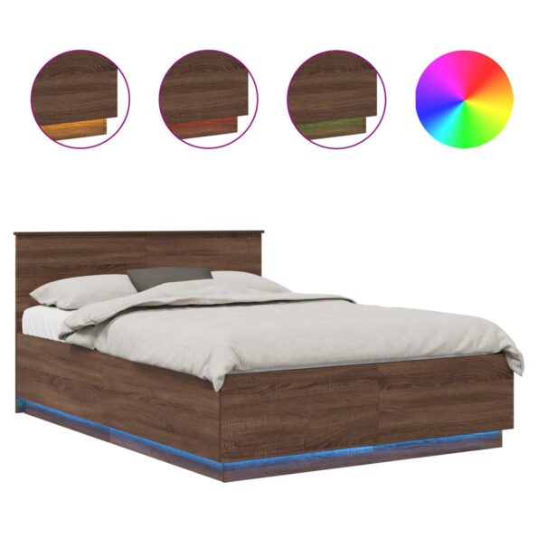 vidaXL Rám postele Hnedý dub 150 x 200 cm Kompozitné drevo – Obrázok 2