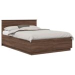 vidaXL Rám postele Hnedý dub 150 x 200 cm Kompozitné drevo – Obrázok 3
