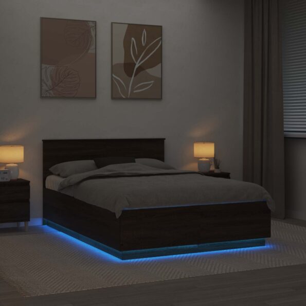 vidaXL Rám postele Hnedý dub 150 x 200 cm Kompozitné drevo – Obrázok 4