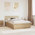 vidaXL Rám postele Sonoma dub 140 x 190 cm Kompozitné drevo