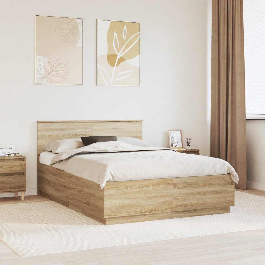 3408070_1.jpg vidaXL Rám postele Sonoma dub 140 x 190 cm Kompozitné drevo – Obrázok 1