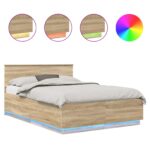 vidaXL Rám postele Sonoma dub 140 x 190 cm Kompozitné drevo – Obrázok 2
