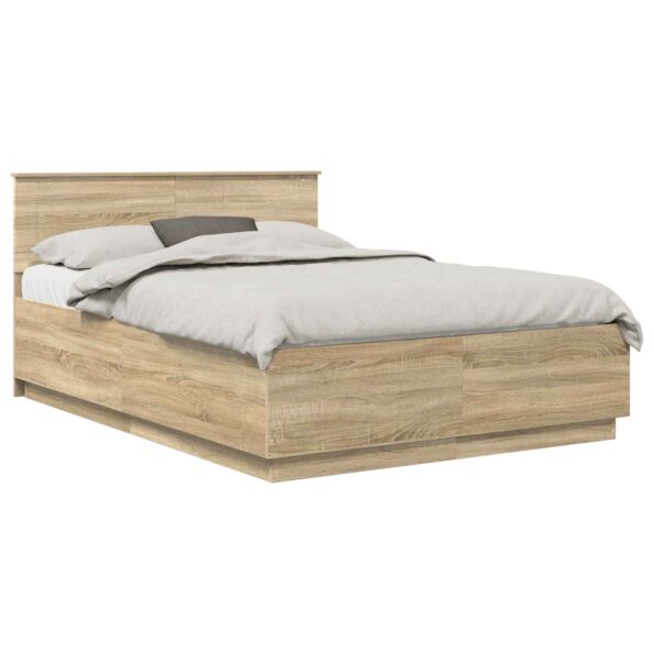 vidaXL Rám postele Sonoma dub 140 x 190 cm Kompozitné drevo – Obrázok 3
