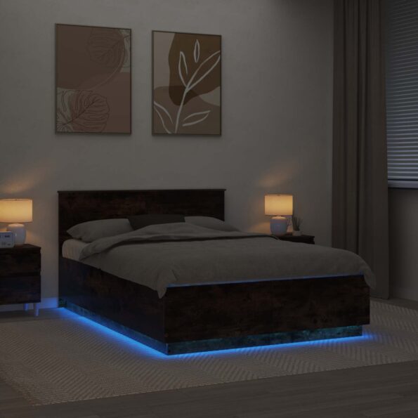 vidaXL Rám postele Dymová dub 140 x 200 cm Kompozitné drevo – Obrázok 4