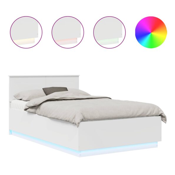 vidaXL Rám postele s čelnou doskou Biela 135 x 190 cm Kompozitné drevo – Obrázok 2