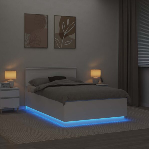 vidaXL Rám postele s čelnou doskou Biela 135 x 190 cm Kompozitné drevo – Obrázok 4