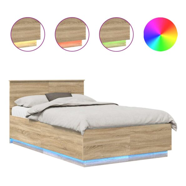 vidaXL Rám postele Sonoma dub 135 x 190 cm Kompozitné drevo – Obrázok 2