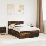 vidaXL Rám postele Dymová dub 135 x 190 cm Kompozitné drevo