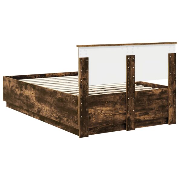 vidaXL Rám postele Dymová dub 135 x 190 cm Kompozitné drevo – Obrázok 10
