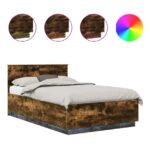 vidaXL Rám postele Dymová dub 135 x 190 cm Kompozitné drevo – Obrázok 2