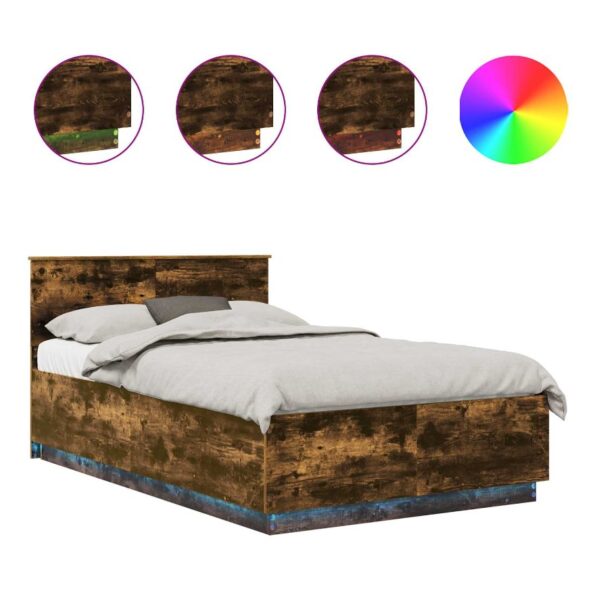 vidaXL Rám postele Dymová dub 135 x 190 cm Kompozitné drevo – Obrázok 2