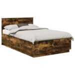 vidaXL Rám postele Dymová dub 135 x 190 cm Kompozitné drevo – Obrázok 3