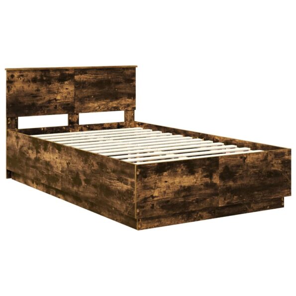 vidaXL Rám postele Dymová dub 135 x 190 cm Kompozitné drevo – Obrázok 5