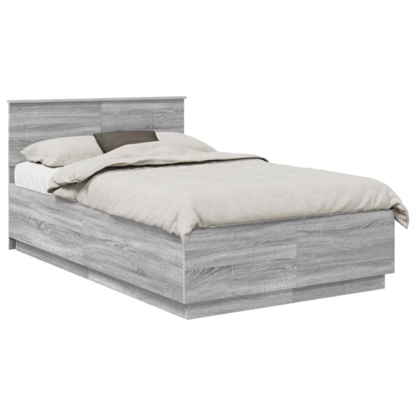 vidaXL Rám postele Sivý Sonoma 135 x 190 cm Kompozitné drevo – Obrázok 3