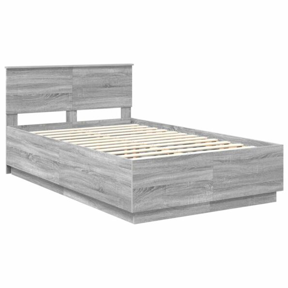vidaXL Rám postele Sivý Sonoma 135 x 190 cm Kompozitné drevo – Obrázok 5