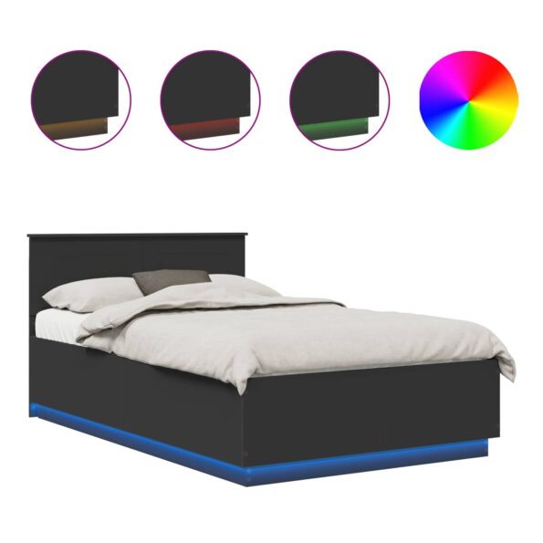 vidaXL Rám postele Čierna 120 x 190 cm Kompozitné drevo – Obrázok 2