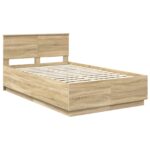vidaXL Rám postele Sonoma dub 120 x 190 cm Kompozitné drevo – Obrázok 5