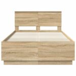 vidaXL Rám postele Sonoma dub 120 x 190 cm Kompozitné drevo – Obrázok 8