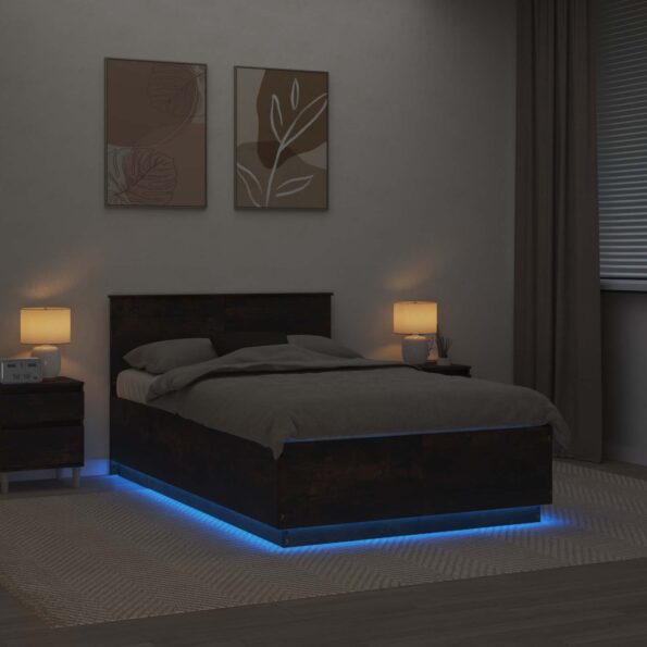 vidaXL Rám postele Dymová dub 120 x 190 cm Kompozitné drevo – Obrázok 4