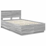vidaXL Rám postele Sivý Sonoma 120 x 190 cm Kompozitné drevo – Obrázok 5