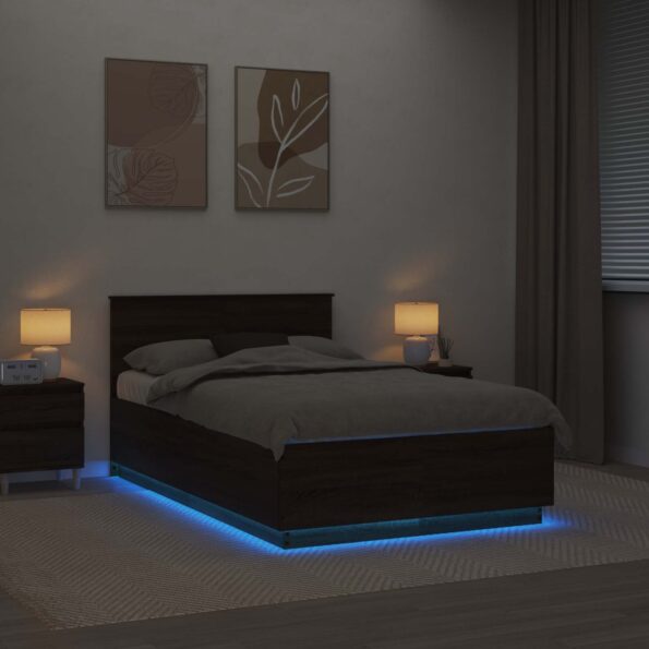 vidaXL Rám postele Hnedý dub 120 x 190 cm Kompozitné drevo – Obrázok 4