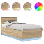 vidaXL Rám postele Sonoma dub 100 x 200 cm Kompozitné drevo – Obrázok 2