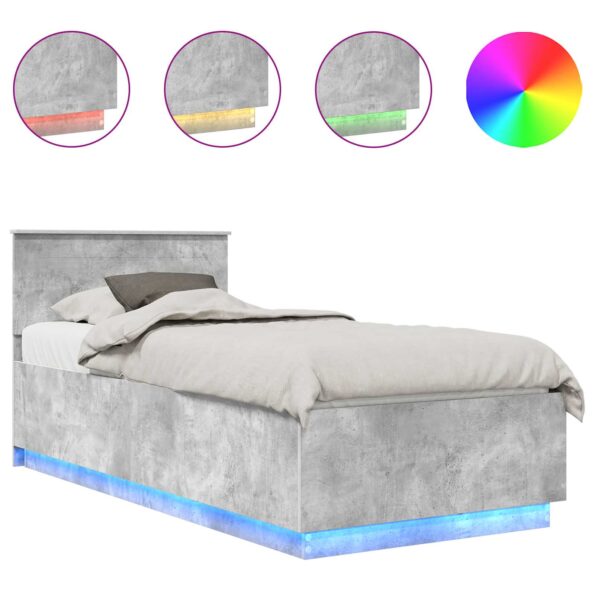 vidaXL Rám postele Betónová šedá 100 x 200 cm Kompozitné drevo – Obrázok 2