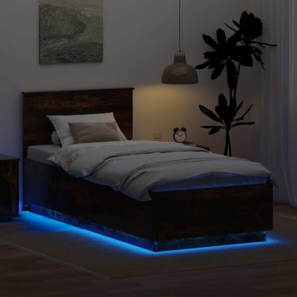 vidaXL Rám postele Dymová dub 100 x 200 cm Kompozitné drevo – Obrázok 4