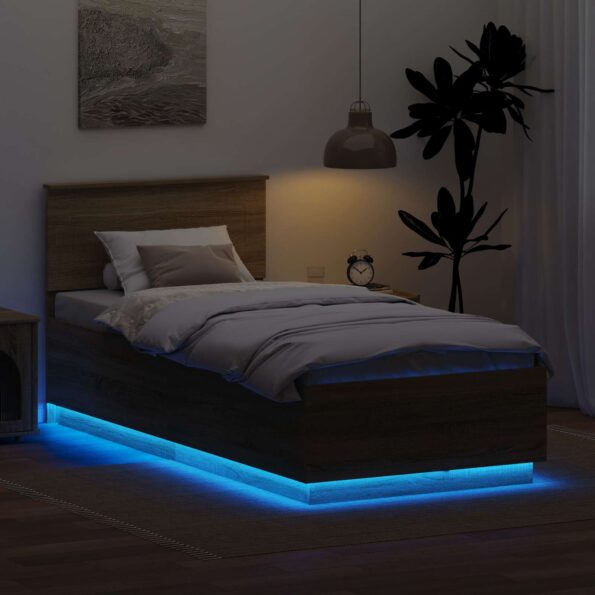 vidaXL Rám postele Sonoma dub 90 x 190 cm Kompozitné drevo – Obrázok 4