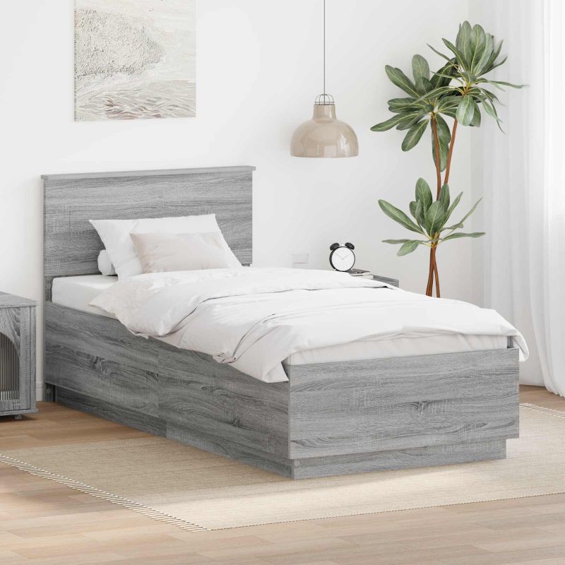 3408115_1.jpg vidaXL Rám postele Sivý Sonoma 90 x 190 cm Kompozitné drevo – Obrázok 1