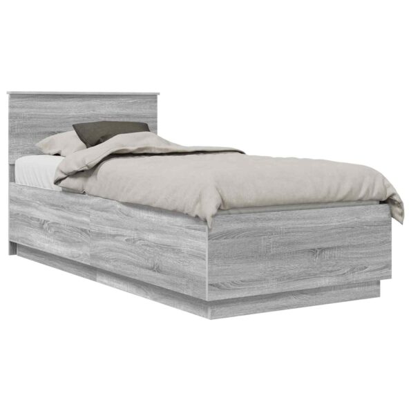 vidaXL Rám postele Sivý Sonoma 90 x 190 cm Kompozitné drevo – Obrázok 3