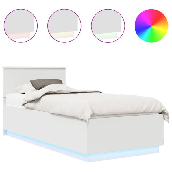 vidaXL Rám postele s čelnou doskou Biela 90 x 200 cm Kompozitné drevo – Obrázok 2