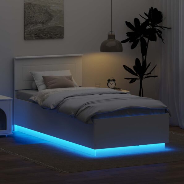 vidaXL Rám postele s čelnou doskou Biela 90 x 200 cm Kompozitné drevo – Obrázok 4