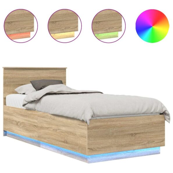 vidaXL Rám postele Sonoma dub 90 x 200 cm Kompozitné drevo – Obrázok 2