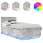 vidaXL Rám postele Betónová šedá 70 x 190 cm Kompozitné drevo – Obrázok 2