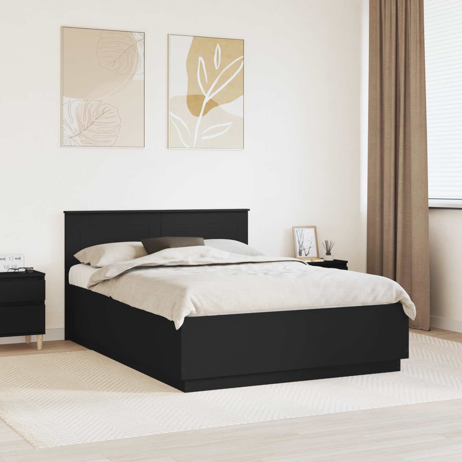 3408153_1.jpg vidaXL Rám postele Čierna 150 x 200 cm Kompozitné drevo – Obrázok 1